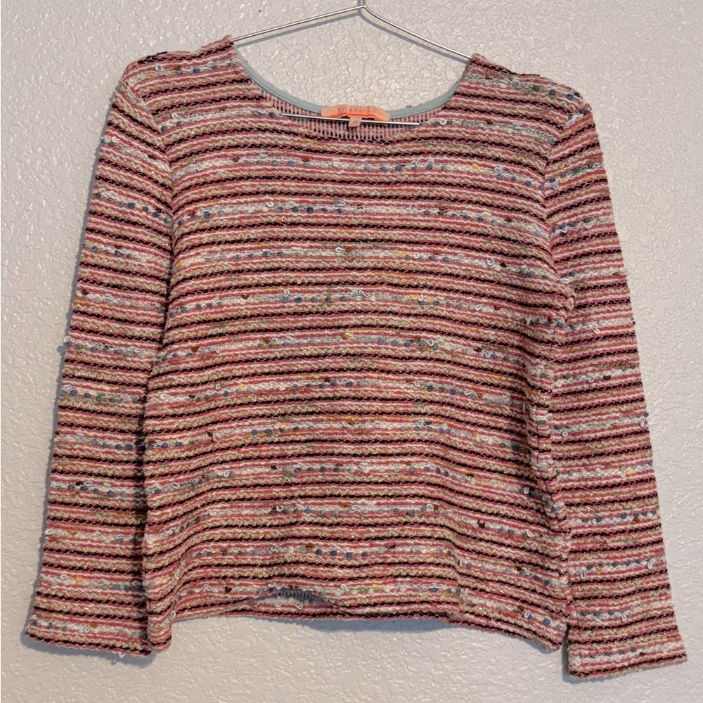 Vilagallo Pink and Blue Boxy Long Sleeve Blouse